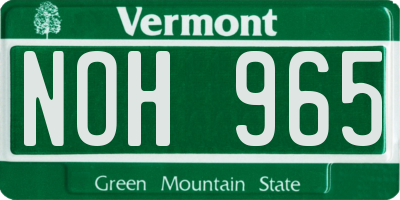 VT license plate NOH965