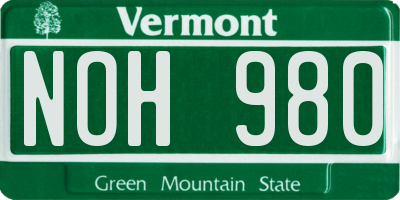 VT license plate NOH980