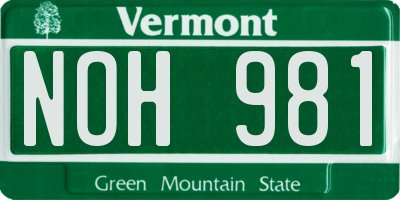 VT license plate NOH981