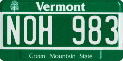 VT license plate NOH983