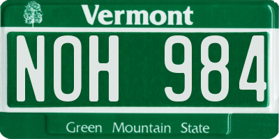 VT license plate NOH984