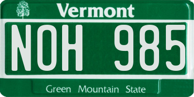 VT license plate NOH985
