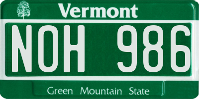 VT license plate NOH986