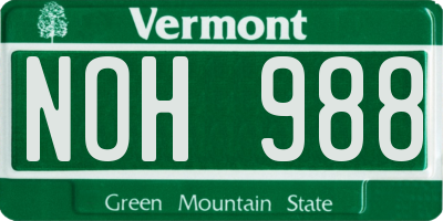 VT license plate NOH988