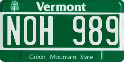 VT license plate NOH989