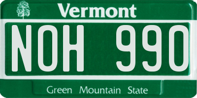 VT license plate NOH990
