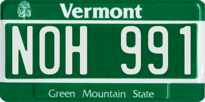 VT license plate NOH991