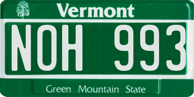 VT license plate NOH993