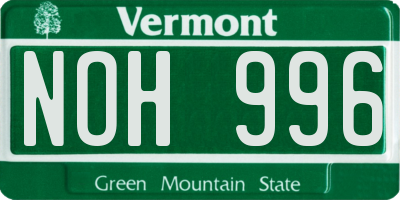 VT license plate NOH996