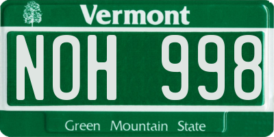 VT license plate NOH998