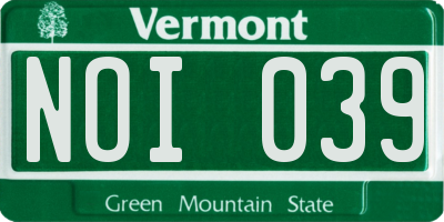 VT license plate NOI039