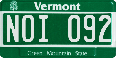 VT license plate NOI092