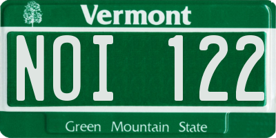 VT license plate NOI122