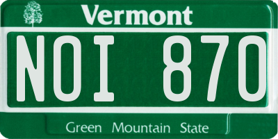 VT license plate NOI870