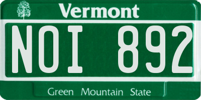 VT license plate NOI892