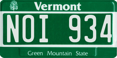 VT license plate NOI934