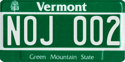 VT license plate NOJ002