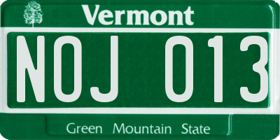 VT license plate NOJ013