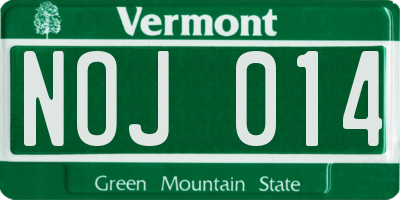 VT license plate NOJ014