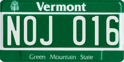 VT license plate NOJ016