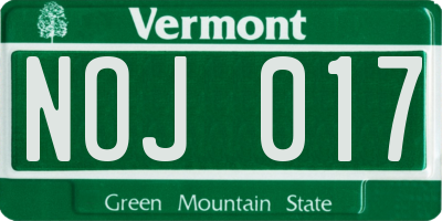 VT license plate NOJ017