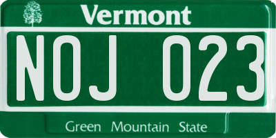 VT license plate NOJ023