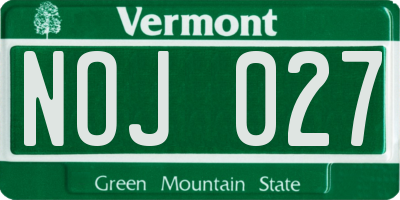 VT license plate NOJ027