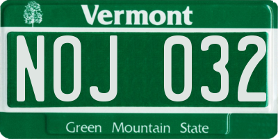 VT license plate NOJ032