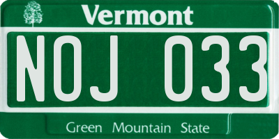 VT license plate NOJ033