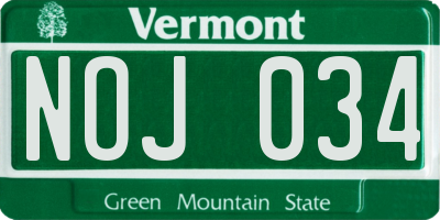 VT license plate NOJ034