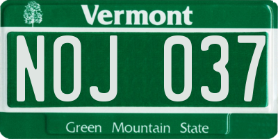 VT license plate NOJ037