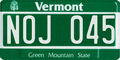 VT license plate NOJ045