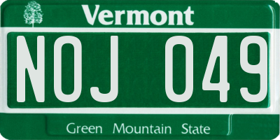 VT license plate NOJ049