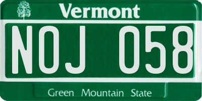 VT license plate NOJ058