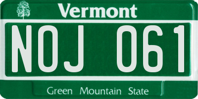 VT license plate NOJ061