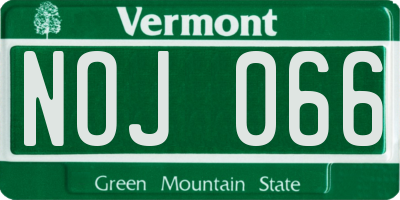 VT license plate NOJ066