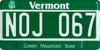 VT license plate NOJ067