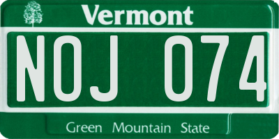 VT license plate NOJ074