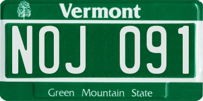 VT license plate NOJ091