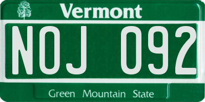 VT license plate NOJ092