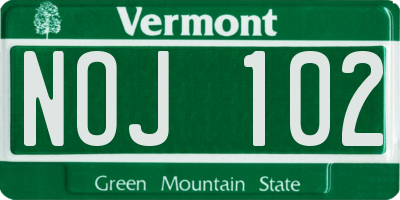 VT license plate NOJ102