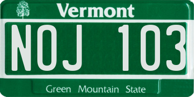 VT license plate NOJ103