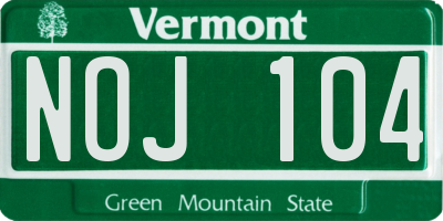 VT license plate NOJ104