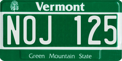VT license plate NOJ125