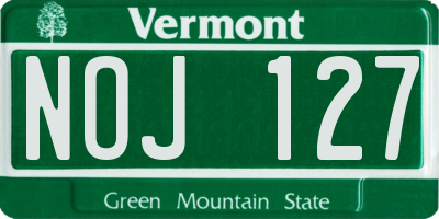 VT license plate NOJ127