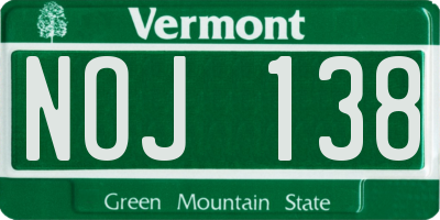 VT license plate NOJ138