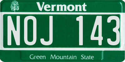 VT license plate NOJ143