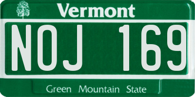 VT license plate NOJ169