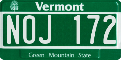 VT license plate NOJ172