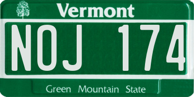 VT license plate NOJ174